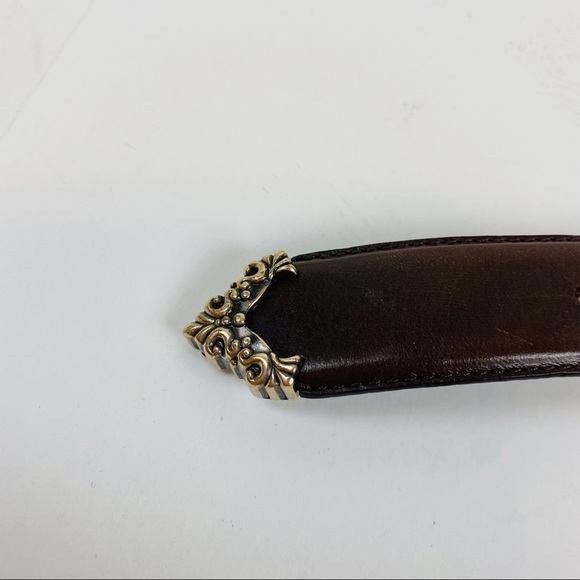 Fossil Brown Leather Belt w/Silver Details Size M - Picture 9 of 12
